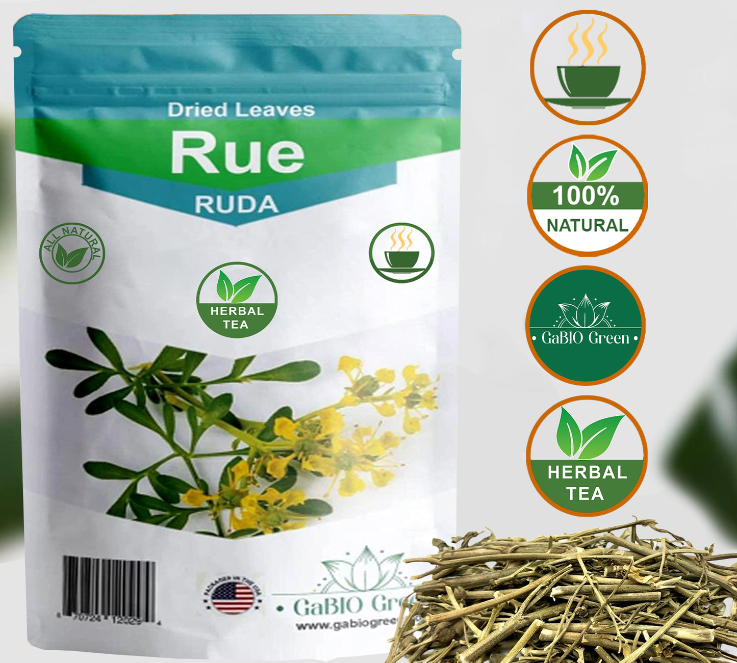RUE Dried Herbs Ruda Seca, Ruda Graveolens, rue leaves and branches Dried Rue Leaves (Ruta graveolens) | Raw Herbal Ingredient(4 Ounce) | Premium Quality, Herbal Tea, Natural Dried Herbs