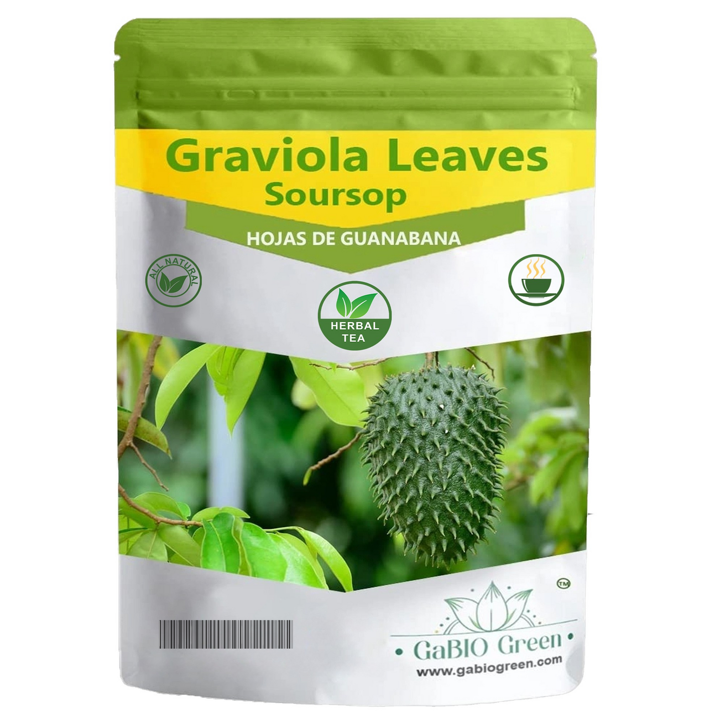 Gabio Green- Whole Soursop leaves(3oz/85gr) 180 + leaves aprox, Big Bag, Hojas de guanabana, tea Soursop, Dried Herbs. (3 oz) 180 leaves aprox. | Premium Quality, Herbal Tea, Natural Dried Herbs