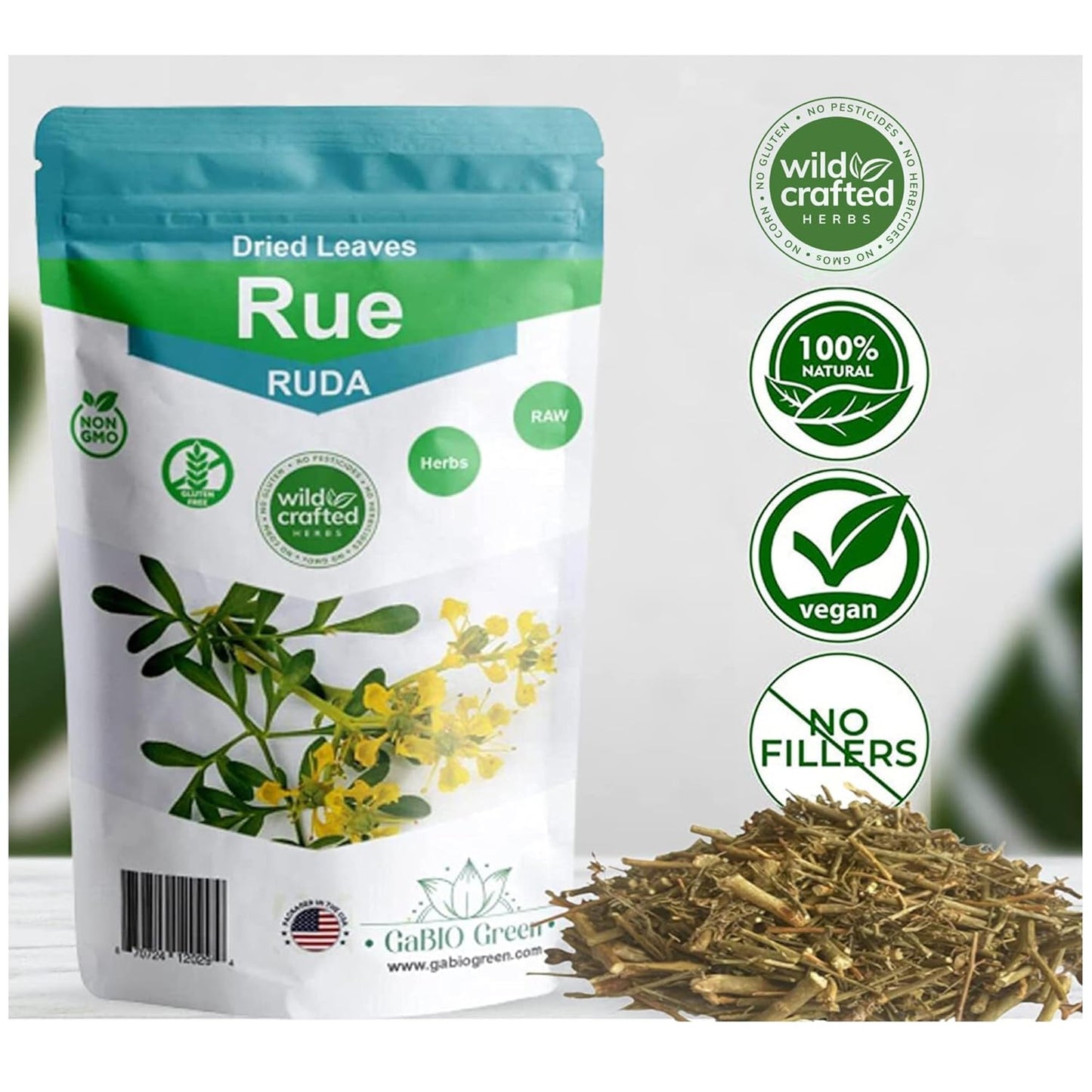RUE Dried Herbs Ruda Seca, Ruda Graveolens, rue leaves and branches Dried Rue Leaves (Ruta graveolens) | Raw Herbal Ingredient(4 Ounce) | Premium Quality, Herbal Tea, Natural Dried Herbs