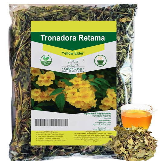 Gabio Green-Tronadora Retama, 8 oz/ 1/2 pound gr Premium Quality tronadora tea, resealeble bag, yellow elder herbs, tronadora hierba Non GMo, Resealable bag. 8 oz/ 1/2 pound | Premium Quality, Herbal Tea, Natural Dried Herbs