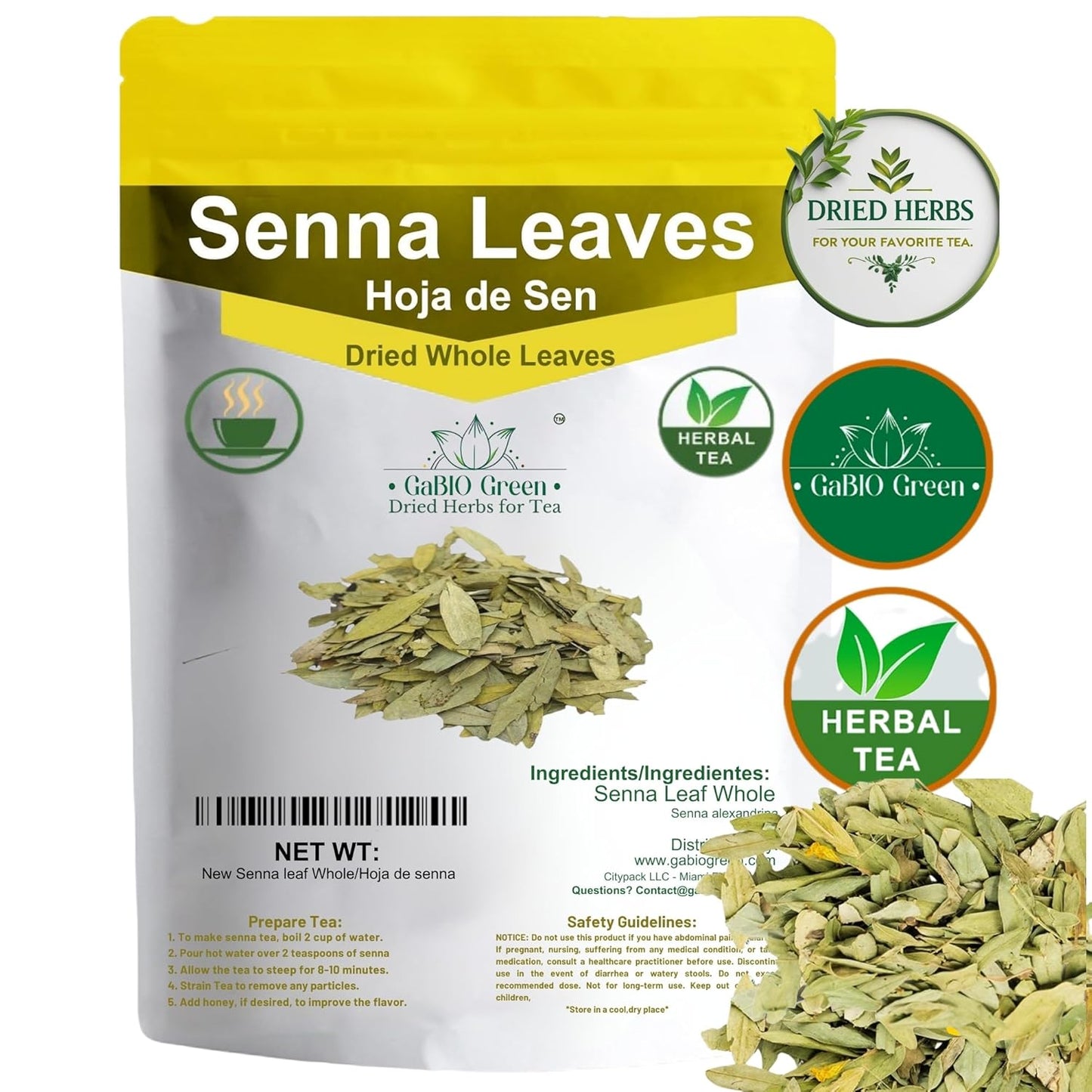 Natural Senna Leaves Hoja Sen Dried Herbal Leaves, Senna Raw Leaf, Hoja Sen Cut & Sifted Herbs, Non-GMO, Gluten-Free, Senna Alexandrina in a Resealable Bag (2oz) | Premium Quality, Herbal Tea, Natural Dried Herbs