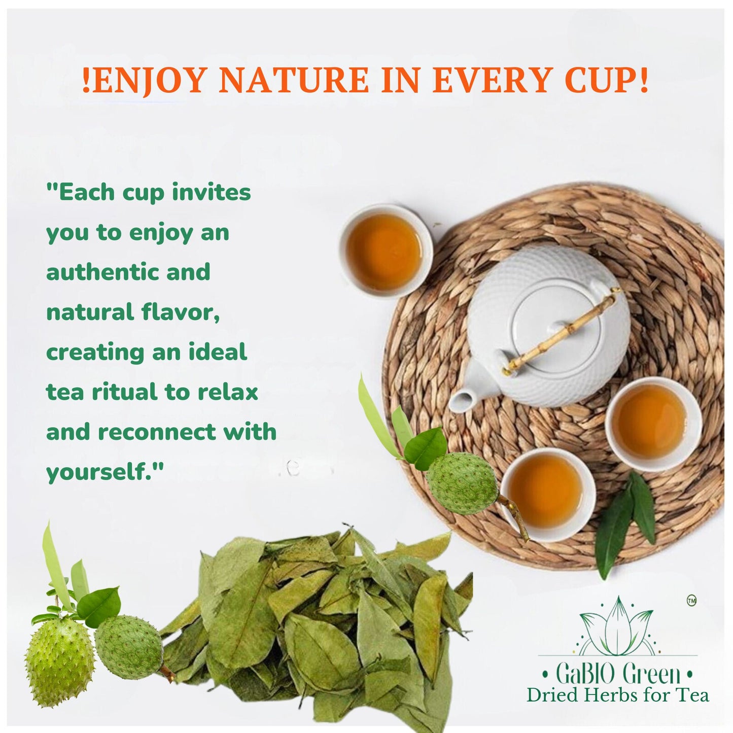 Gabio Green- Whole Soursop leaves(3oz/85gr) 180 + leaves aprox, Big Bag, Hojas de guanabana, tea Soursop, Dried Herbs. (3 oz) 180 leaves aprox. | Premium Quality, Herbal Tea, Natural Dried Herbs