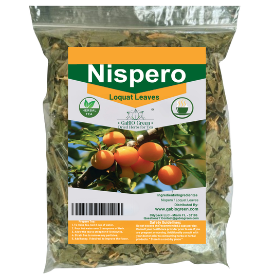 Gabio Green-Te Hojas De Nispero, 2 oz (58gr) Nispero leaves, , eriobotrya Japonica (Loquat Leaves Tea) Wildcrafted Stand Up Resealable Bag Non-GMO |Gluten-free. (2 Ounce) | Premium Quality, Herbal Tea, Natural Dried Herbs