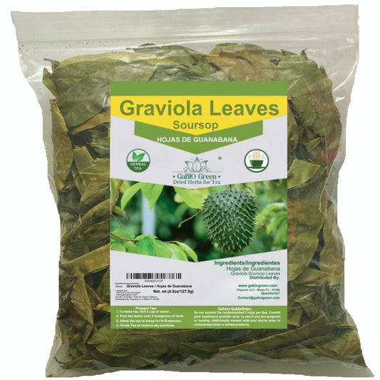 Gabio Green- Whole Soursop leaves(1 Pound / 16.2oz) 1.350 leaves aprox, Big Bag, Hojas de guanabana, tea Soursop, Dried Herbs,. (16.2 oz) 1350 leaves aprox. | Premium Quality, Herbal Tea, Natural Dried Herbs
