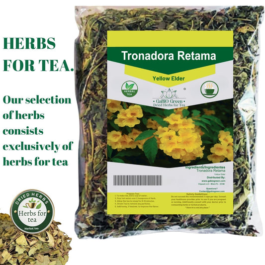 Gabio Green-Tronadora Retama, 16 oz/ 1 pound gr Premium Quality tronadora tea, resealeble bag, yellow elder herbs, tronadora hierba Non GMo, Resealable bag. 16 oz/ 1 pound | Premium Quality, Herbal Tea, Natural Dried Herbs
