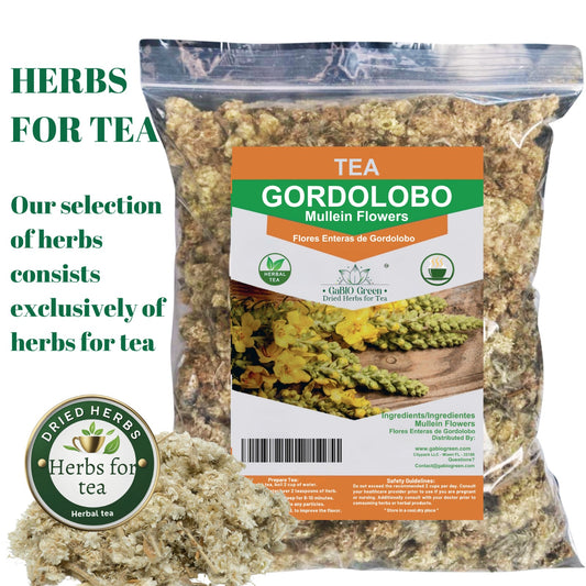 Mullein Flowers Dried | Herbal| GORDOLOBO , Resealable Bag , Verbascum Thapsus 4 oz. | Premium Quality, Herbal Tea, Natural Dried Herbs