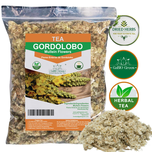 Mullein Flowers Dried | Herbal| GORDOLOBO, Resealable Bag, Verbascum Thapsus (1/2 Pound/8oz) | Premium Quality, Herbal Tea, Natural Dried Herbs