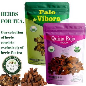 Palo De Vi­bora & Red Cinchona Bark quina roja  , 2 Pack (2 Bag 2oz Each), Gluten-Free, Non-GMO, Natural Herb | Premium Quality, Herbal Tea, Natural Dried Herbs