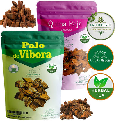 Palo De Vi­bora & Red Cinchona Bark quina roja  , 2 Pack (2 Bag 2oz Each), Gluten-Free, Non-GMO, Natural Herb | Premium Quality, Herbal Tea, Natural Dried Herbs